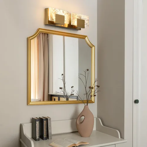 Miniatura 5 de Luz LED para Tocador de Baño: Accesorios de Iluminación Modernos de Acrílico en Dorado Cepillado de 16 pulgadas - 2 Luces Contemporáneas de Acabado