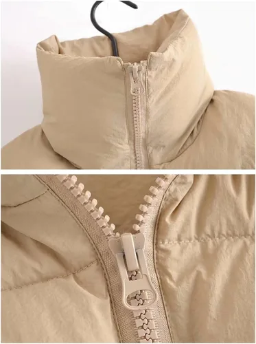 Miniatura 3 de Chaleco acolchado para mujer, con cuello alto, con cremallera, chaleco acolchado para invierno