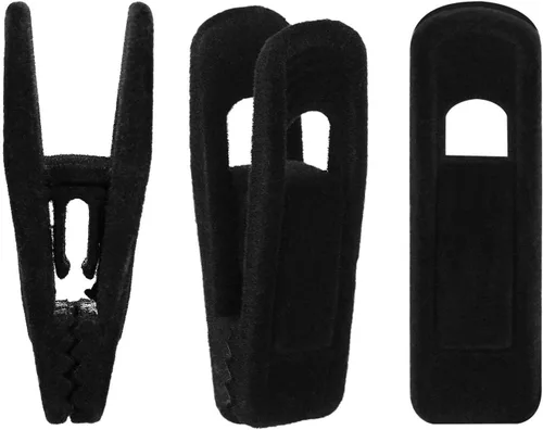 Tinfol Clips de terciopelo para colgar, paquete de 24 clips negros para colgar pantalones, alfiler de ropa de apertura grande, clip fuerte flocado