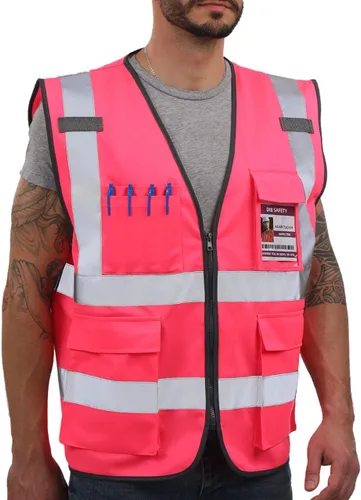 Miniatura 13 de Dib Safety - Chaleco reflectante ANSI clase 2, chaleco de alta visibilidad con bolsillos y cremallera, ideal para trabajo en construcción, alta
