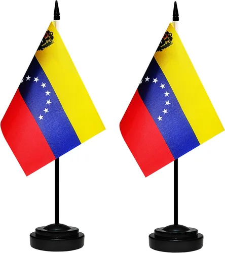Miniatura 39 de Juego de banderas de escritorio de México, paquete de 2 banderas de mesa mexicanas, mini bandera de escritorio pequeña con poste negro sólido de 12