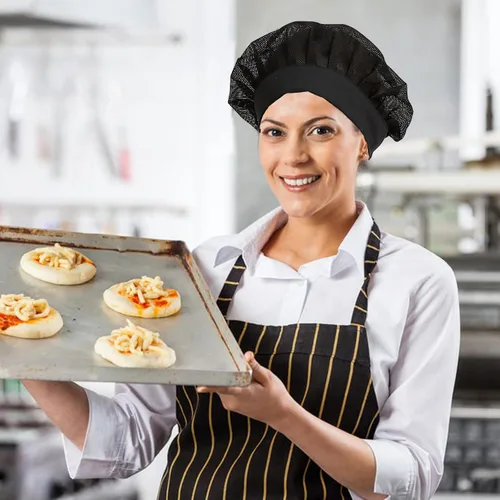 Miniatura 6 de Paquete de 6 gorras de chef ajustables de malla para cocinar, servicio de alimentos, redes para el cabello, red de cocina, gorro reutilizable