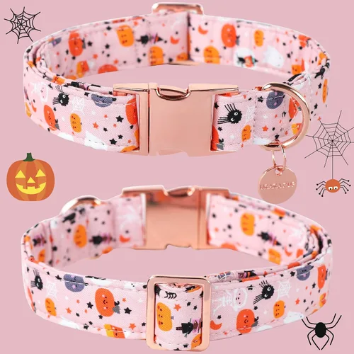 Miniatura 3 de Collar de Perro de Halloween con Hebilla de Metal Collar de Perro de Calabaza de Regalo para Perros Pequeños Medianos Grandes Niñas o Niños Collares
