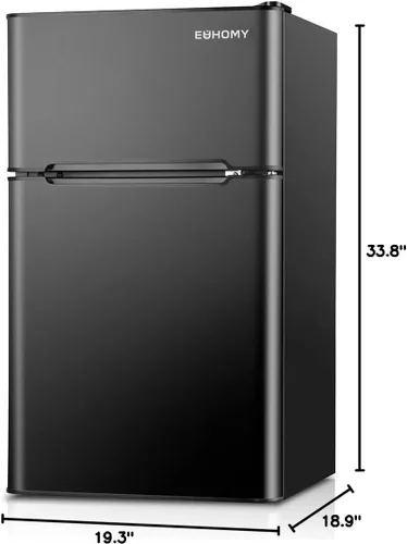 Miniatura 9 de EUHOMY - Refrigerador miniatura con congelador, 3.2 pies cúbicos, refrigerador miniatura con congelador, refrigerador de dormitorio con 2 puertas