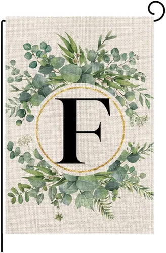 Miniatura 13 de wyooxoo Bandera de jardín floral con monograma de letra H de 12 x 18 pulgadas, doble cara para exteriores, familia, apellido, bandera inicial