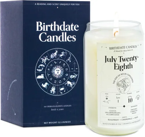 Miniatura 353 de Velas con fecha de nacimiento, 28 de octubre, velas perfumadas del zodiaco de Escorpio, regalo de cumpleaños, aroma a bergamota, canela y caoba