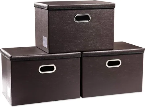 Miniatura 11 de PRANDOM - Cajas de almacenamiento grandes apilables con tapas (paquete de 5 unidades), contenedores organizadores de almacenamiento plegables