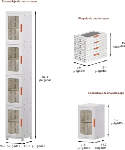 Miniatura 3 de Gabinete de almacenamiento estrecho con puertas y estantes, almacenamiento alto y delgado para baño, gabinete de cocina con estante ajustable