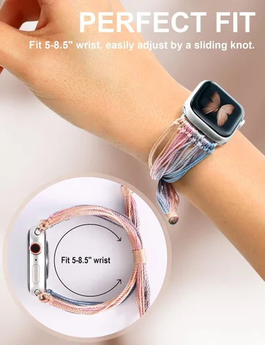 Miniatura 4 de JR.DM Correas de reloj bohemias compatibles con Apple Watch de 1.575 pulgadas, 1.614 pulgadas, 1.496 pulgadas, 1.732 pulgadas, 1.654 pulgadas, 1.772