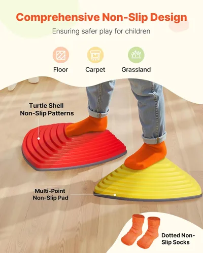 Miniatura 4 de VEVOR Piedras de equilibrio para niños, 12 unidades, hasta 220 libras, antideslizantes para niños pequeños, juego de coordinación de carrera