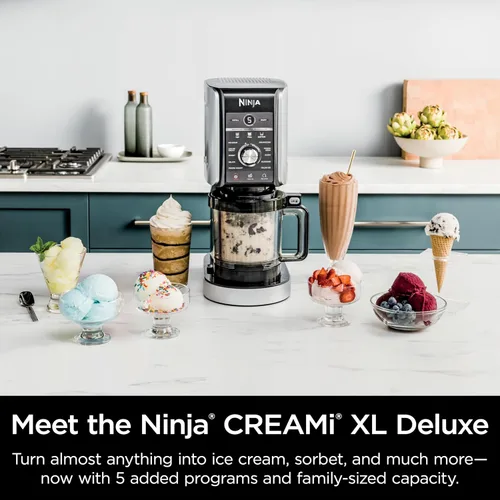 Miniatura 15 de Ninja CREAMi Deluxe - Máquina para hacer helados y postres congelados, incluye (4) recipientes de tamaño familiar de 24 oz, para helado, sorbete
