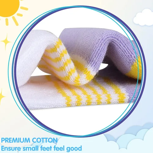Miniatura 6 de Comfoex Calcetines para niñas de 4-6, 6-8, 8-10 años, calcetines cortos de algodón atléticos con suela acolchada, 6 pares