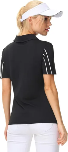 Miniatura 3 de JACK SMITH Women Golf Polo Shirts Zipper Moisture Wicking Tennis Shirts Short Sleeve Slim Fit Sport Active Tops S-XXL