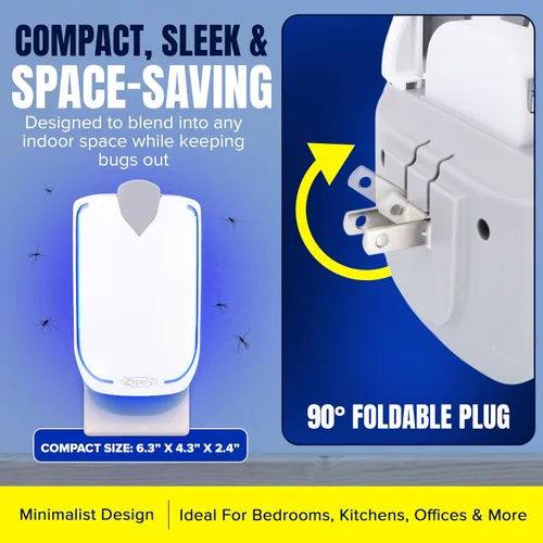 Miniatura 7 de 1 trampa para moscas de fruta y 5 cartuchos adhesivos, atrapador de insectos enchufable para interiores, trampa para moscas de luz UV captura moscas