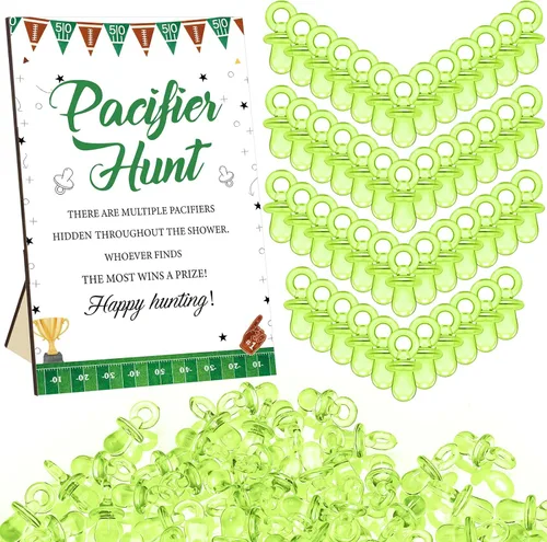 Miniatura 48 de Thyle Juego de 51 piezas de chupete de caza para baby shower, incluye signo de caza y 50 chupetes acrílicos para decoración de juegos de baby Rosa