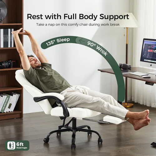 Miniatura 3 de amseatec Silla de oficina, silla de oficina grande y alta con reposapiés, silla ergonómica, sillas de escritorio de oficina en casa, silla
