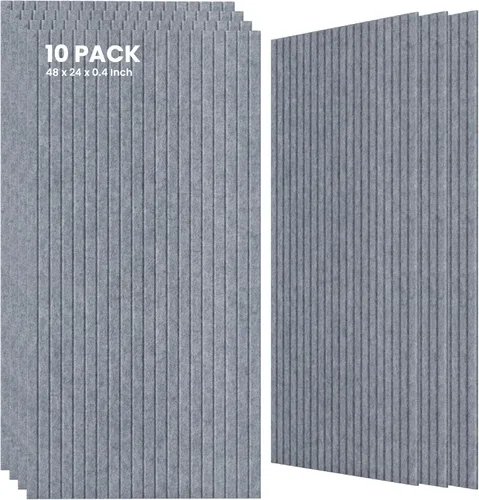 Miniatura 20 de Paquete de 10 paneles acústicos grandes, paneles de espuma insonorizante de 48 x 24 x 0.4 pulgadas para paredes, paneles premium de amortiguación
