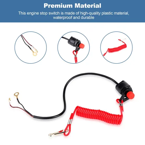 Miniatura 7 de Interruptor de apagado del motor, interruptor universal de parada de emergencia de encendido de motor fuera de borda de 12 V CC, interruptor