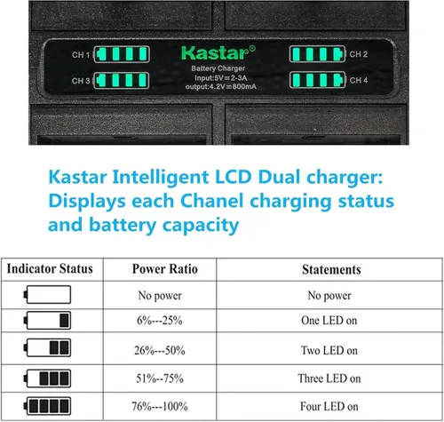 Miniatura 2 de Kastar Quadruple Battery Charger Compatible with Panasonic Lumix DMC-TZ60, Lumix DMC-TZ61, Lumix DMC-TZ70, Lumix DMC-ZS27, Lumix DMC-ZS30 DMC-ZS30K