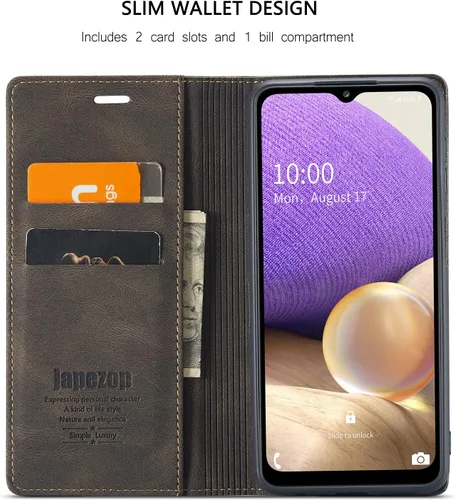 Miniatura 2 de japezop Funda tipo cartera para Samsung Galaxy A32 5G/M32 5G con bloqueo RFID, tarjetero y función atril magnético, de piel, con tapa para Samsung