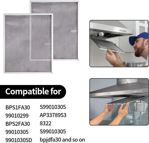 Miniatura 3 de BPS1FA30 Filtro de campana extractora de 11-3/4 x 14-1/4 x 3/8 pulgadas para Broan Nutone QS1 WS1 de 30 pulgadas, filtro de grasa Allure, reemplaza