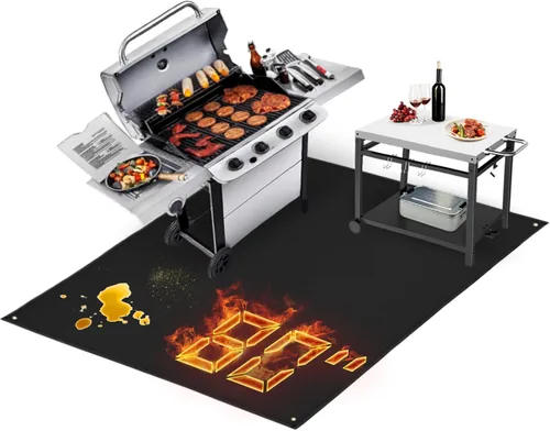 Miniatura 8 de TOHONFOO Alfombrilla extragrande de 90 x 48 pulgadas para parrilla al aire libre – Tapetes para parrilla al aire libre para proteger la terraza