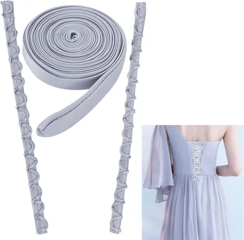 BENECREAT Kit de espalda de corsé plateado, juego de cordones ajustables para vestidos de boda y graduación, reemplazo de cremallera de 3 piezas