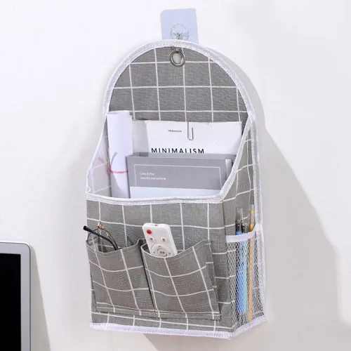 Miniatura 3 de Casa Bolsa colgante multifuncional Colgador de tela para dormitorio universitario Organizador Misceláneo Bolsa colgante de pared para baño Bolsa