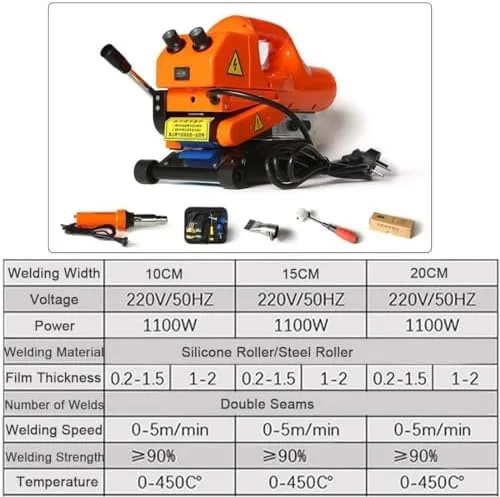 Miniatura 5 de Máquina de soldadura de geomembrana de alta potencia, kit de herramientas de soldadura de cuña caliente para sellado de película de PVC EVA PE HDPE
