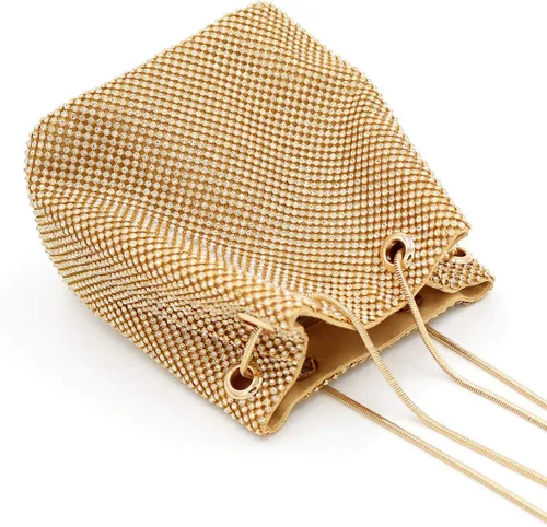 Miniatura 5 de Vgift Bolsa de cubo de lujo con diamantes de imitación, bolso de noche brillante para mujer