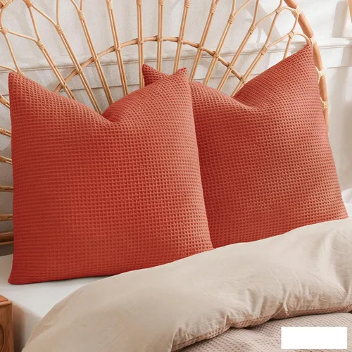 Miniatura 12 de PHF - Funda de almohada lumbar 100% de algodón, tejido de punto gofre, 12 x 20 pulgadas, sin relleno, paquete de 2 fundas de cojín rectangulares