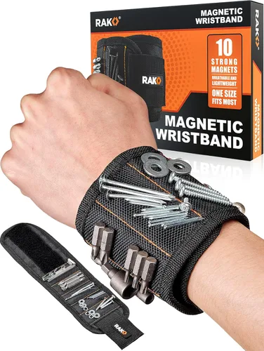 Pulsera magnética Rak. Pulsera con fuerte imán para sostener tornillos, clavos y brocas. La mejor herramienta de mantenimiento para regalar a tu