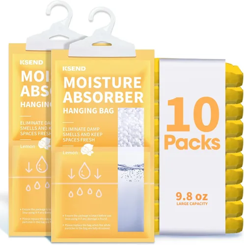 Miniatura 3 de Ksend - Paquetes absorbentes de humedad, 10 unidades, 266 ml, Bolsas y paquetes deshumidificadores compactos, bolsa colgante para humedad