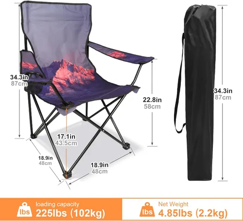 Miniatura 3 de Northroad Paquete de 2 sillas de campamento portátiles, sillas de césped plegables con portavasos para acampar al aire libre, senderismo, viajes