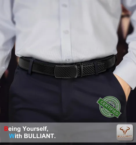 Miniatura 5 de BULLIANT - Paquete de 2 cinturones de cuero con trinquete para hombre, ajustables, corte de 1 3/8 para un ajuste perfecto, regalo para hombre
