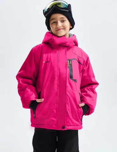 Miniatura 5 de GEMYSE Chaqueta de esquí impermeable para niña, chaqueta de invierno a prueba de viento con capucha