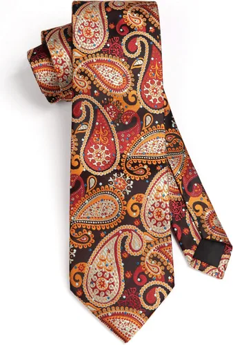 Miniatura 158 de HISDERN Corbatas para hombre, corbata de cachemira y bolsillo cuadrado tejido clásico floral para hombre, corbata de fiesta de boda