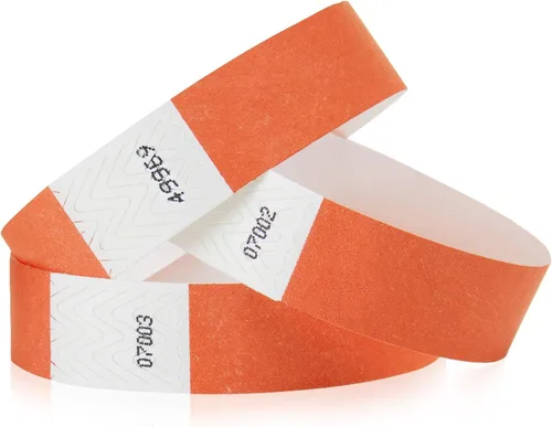 Miniatura 28 de 500 pulseras Tyvek verde neón para eventos, diseño a prueba de manipulaciones y color fluorescente que evitan la reutilización, pulseras de grado