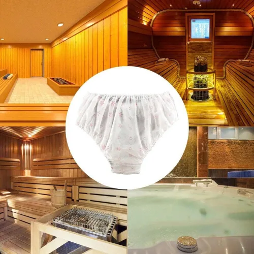 Miniatura 4 de 50 piezas bragas desechables transpirables no tejidos calzoncillos para SPA viaje salón de belleza, Negro, Talla única
