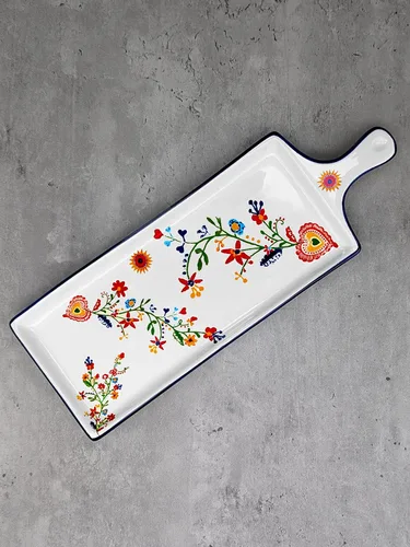 Miniatura 2 de Cerámica portuguesa Alcobaça Tabla de servir queso de cerámica floral