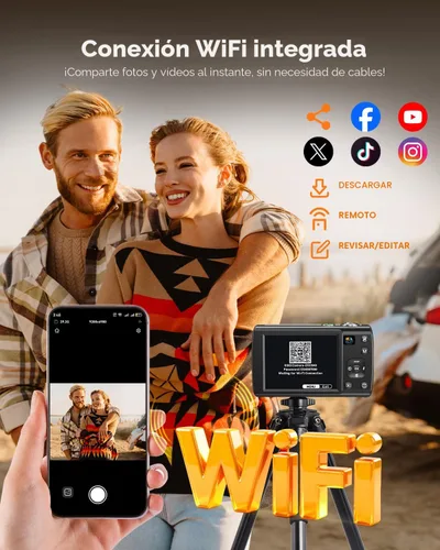 Miniatura 5 de Cámara digital 8K para fotografía, cámara de vlogging WiFi de 88MP para YouTube con doble lente, pantalla táctil, enfoque automático antivibración