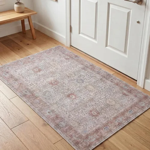 Miniatura 96 de Kuden Alfombra pequeña de 2 x 3, lavable a máquina, parte trasera antideslizante, estilo vintage, suave, pelo bajo, alfombras de área para entrada