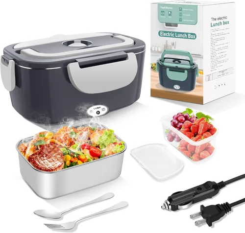 Miniatura 10 de Fiambreras eléctricas con calefacción para adultos: Fiambrera eléctrica de 80W para calentar alimentos 12/24/110V 1.5L Fiambrera calentable