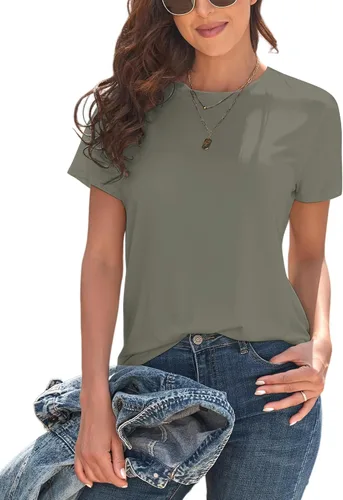 Miniatura 3 de KevaMolly Camisetas básicas para mujer, UPF 50+, manga corta, casual, de verano, de moda, unicolor, holgadas