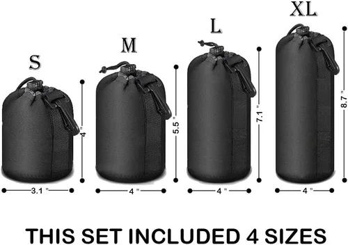 Miniatura 2 de Selens Juego de 4 fundas para lentes con funda protectora gruesa de neopreno para lente de cámara DSLR Sony Nikon Olympus Panasonic – Tamaño: bolsas