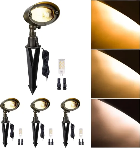Miniatura 29 de Gardenreet Luz de Inundación de Bajo Voltaje para Exteriores - Luz LED de Lavado de Pared de Latón Sólido 12V, Paisajística de Cableado Fijo