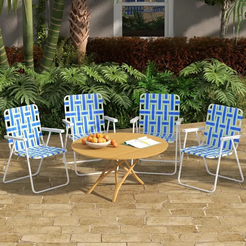 Miniatura 9 de GYMAX Silla plegable, juego de sillas de césped para patio con reposabrazos, paquete de 2 sillas de comedor ligeras para interiores y exteriores