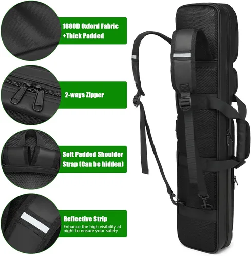Miniatura 4 de Estuche para taco de piscina - 4x4 Bolsillo acolchado para taco de piscina - Sostiene 4 culatas y 4 ejes, múltiples bolsillos para accesorios
