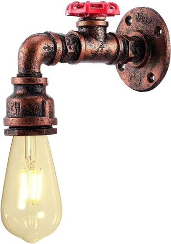 Kawell Lámparas de pared vintage industriales retro lámpara de pared creativa tubo de agua lámpara de pared hierro arte E26 60W Max para dormitorio,