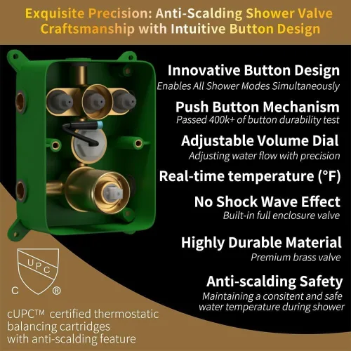 Miniatura 6 de Accesorios de ducha de oro cepillado Tub AYIVG Juego de grifo de ducha combinado montado en el techo con cabezal de ducha de 12 pulgadas y boquilla